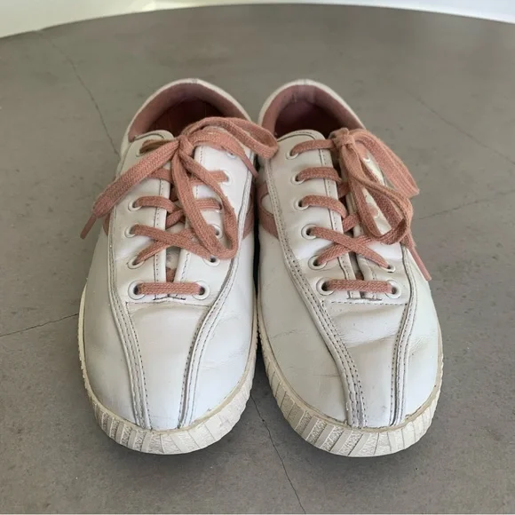 Tretorn Nylite Leather Pink and White Sneakers Retro Vintage Minimalist Casual 9 - Picture 5 of 6